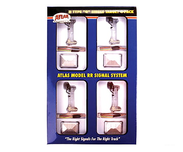 Atlas 2237 Signal System - Type G 3-Light -- Single Target 4-Pack Signals & Catenary