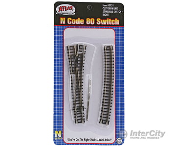 Atlas N 2751 Code 80 Custom Line No. 4 Standard Turnout -- Right Hand Track & Turnouts