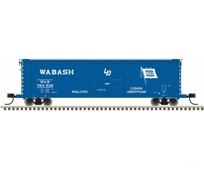 Atlas N 50004459 50 Rbl Plug-Door Boxcar - Ready To Run Master(R) -- Wabash 783609 (Blue White Flag