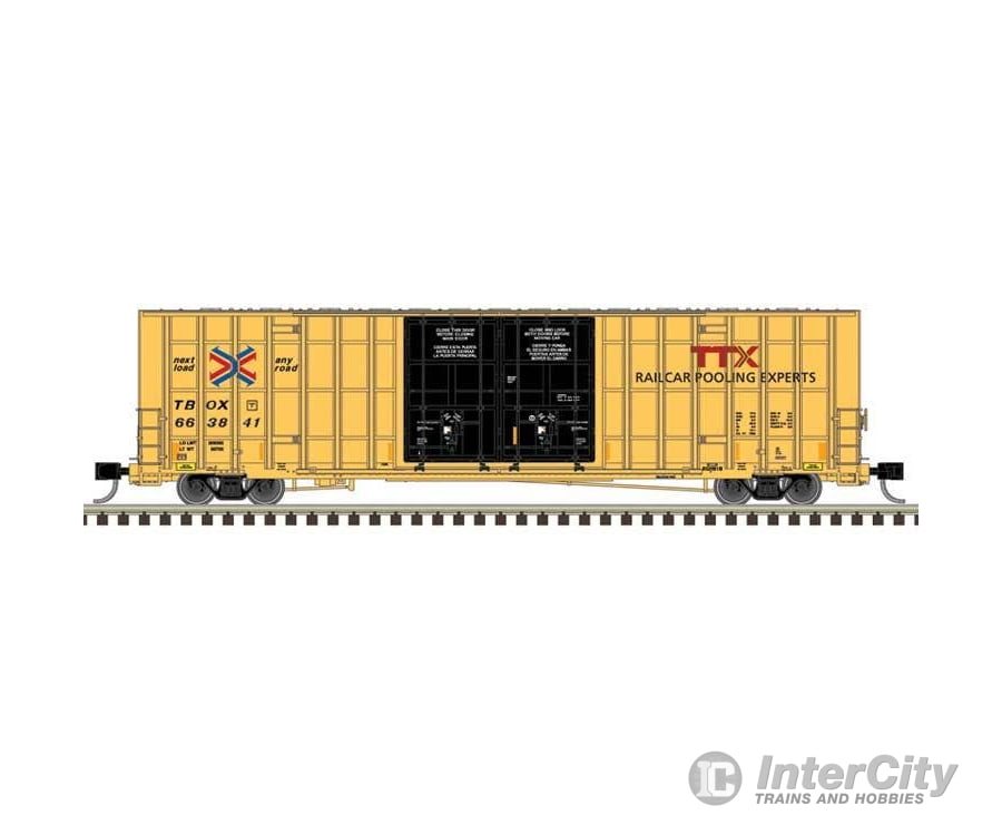 Atlas N 50006934 Gunderson 7550 Double-Door Boxcar - TTX TBOX #663810 (yellow black red logo) - Freight Cars