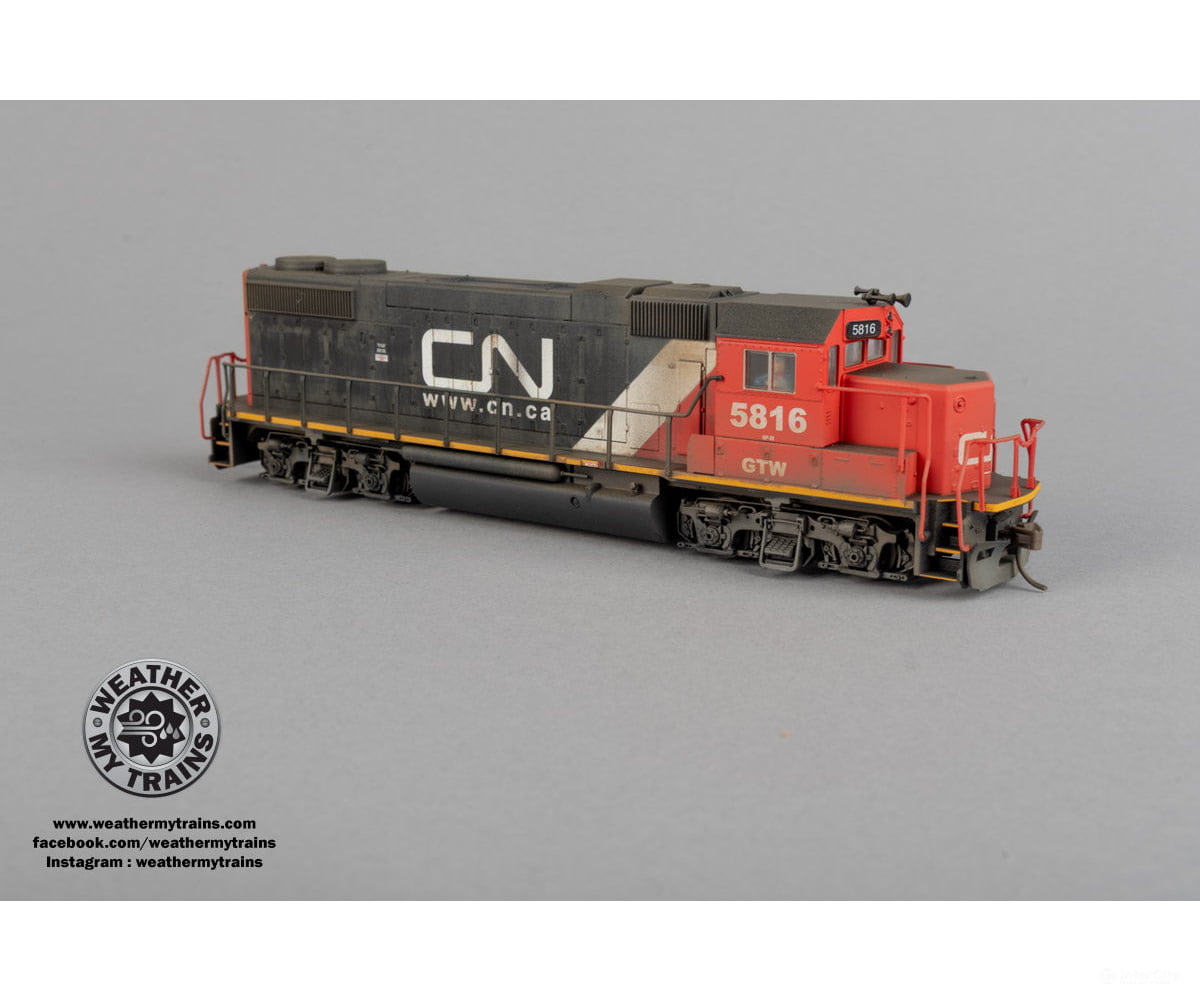 Atlas Trainman HO 10004572 EMD GP38-2 - Sound & DCC - Gold - Canadian National GTW #5816 - Weathered by WEATHER MY