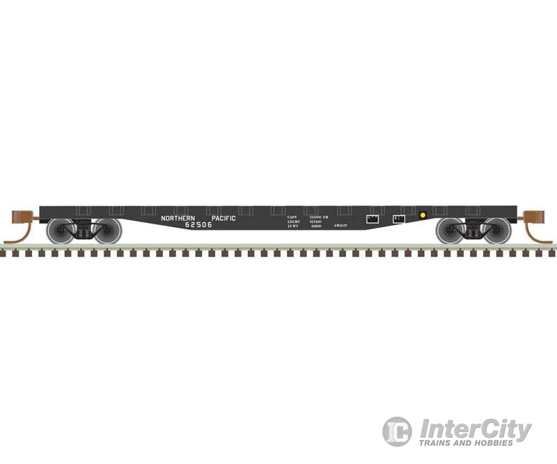 Atlas Trainman N 50005566 50’ Steel Flatcar With Stakes - Ready To Run -- Northern Pacific 62506