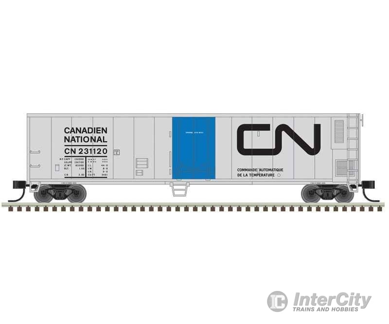 Atlas Trainman N 50006474 50’ Mechanical Reefer - Canadian National #231123 (silver black blue) Freight Cars
