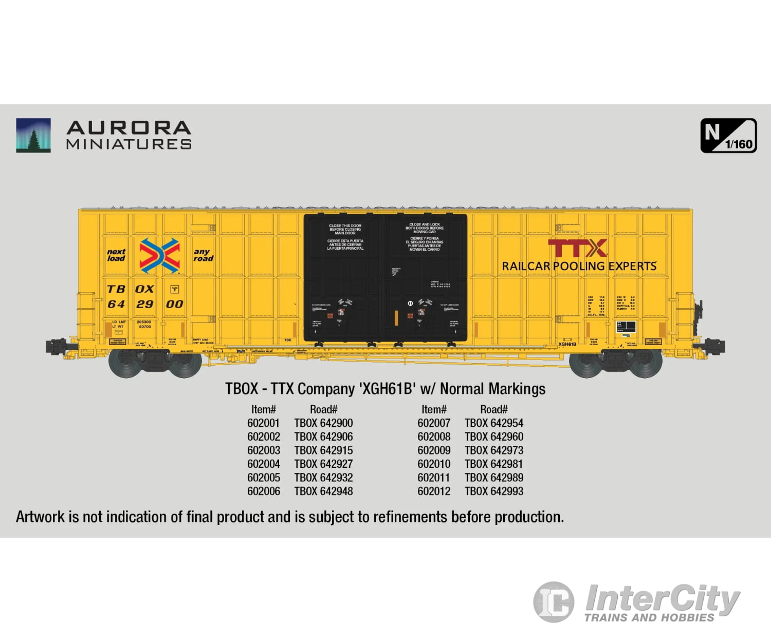 Aurora Miniatures 602005 N Greenbrier 7550 Cf 60’ Plate F Boxcar - Tbox 642932 (Xgh61B) Freight Cars