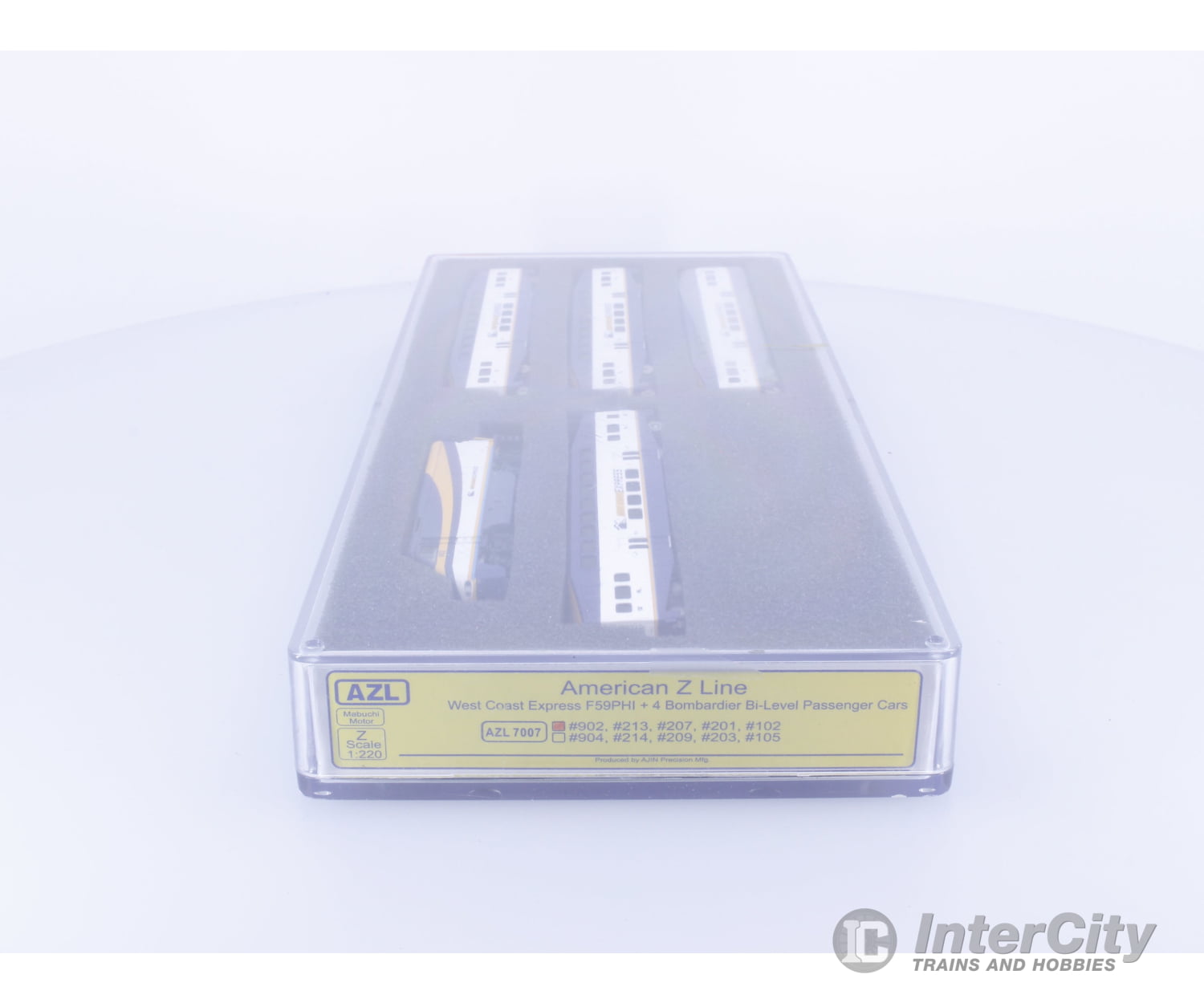 AZL AZL7007-1 Z F59PHI West Coast Express + 4 Bombardier Bi-Level Passenger Cars #2 902 Analog DC Locomotives