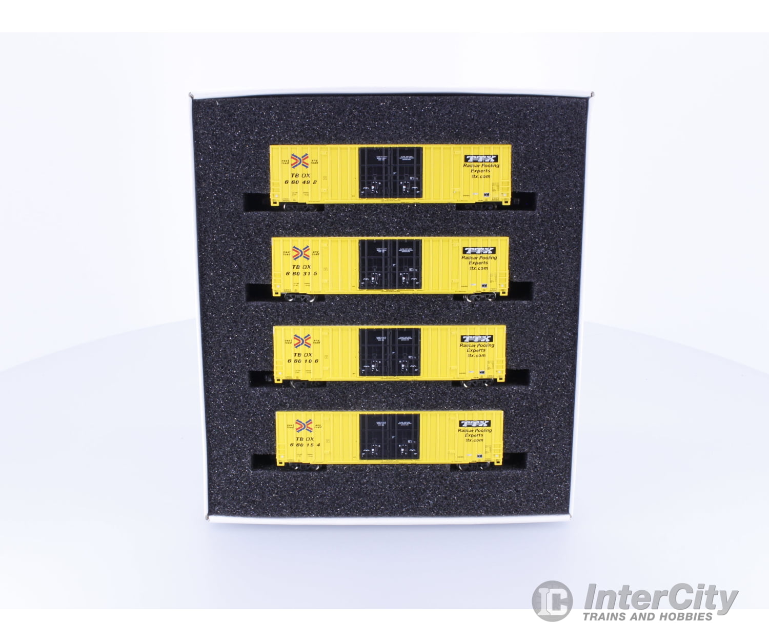 AZL AZL90404-2 Z 4 Pack of 60’ Gunderson Box Cars Trailer Train TTX Corp. (TTX) 660106/492 Freight Cars