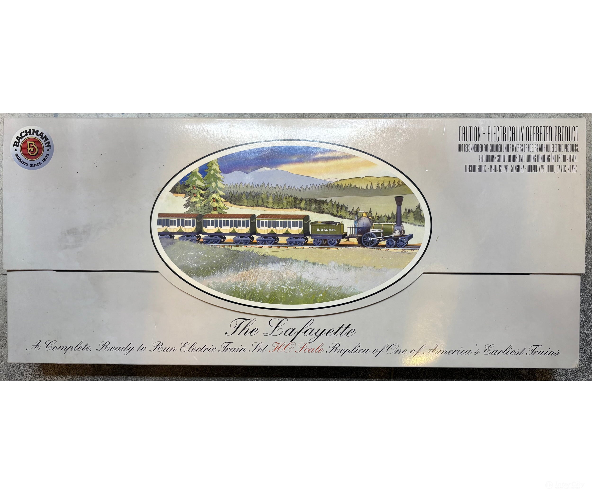 Bachmann 00628 HO The Lafayette 4-2-0 Steam Locomotive with 3 Passenger Car Set Baltimore and Ohio (BO) Analog DC