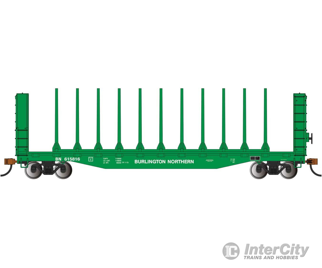 Bachmann 12903 52 Centerbeam Bulkhead Flatcar - Ready To Run -- Burlington Northern #615816 (Cascade