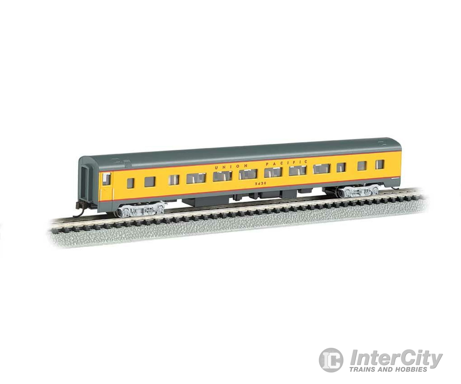Bachmann 14254 85 Smooth-Side Coach W/Lighting - Ready To Run -- Union Pacific (Armour Yellow Gray
