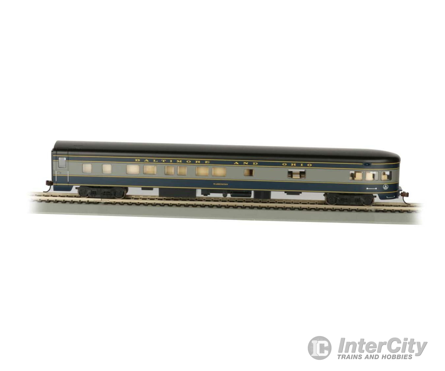 Bachmann 14303 85 Smooth-Side Observation W/Lights - Ready To Run -- Baltimore & Ohio Passenger Cars