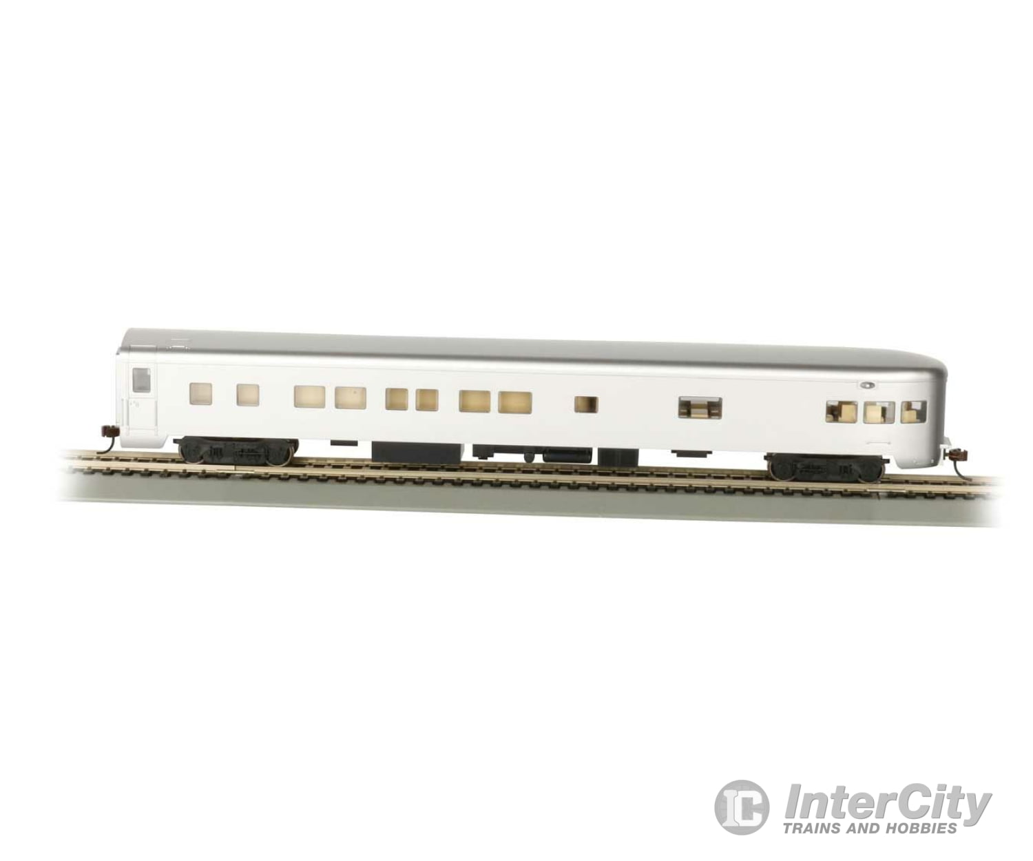 Bachmann 14308 85 Smooth-Side Observation W/Lights - Ready To Run -- Painted Unlettered (Aluminum)