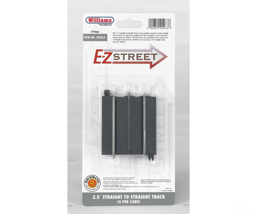 Bachmann 263 E-Z Street Track For Operating Vehicles & Trolleys -- 2-1/2 6.2Cm Straight-To-Straight