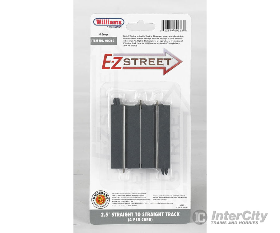 Bachmann 263 E-Z Street Track For Operating Vehicles & Trolleys -- 2-1/2 6.2Cm Straight-To-Straight
