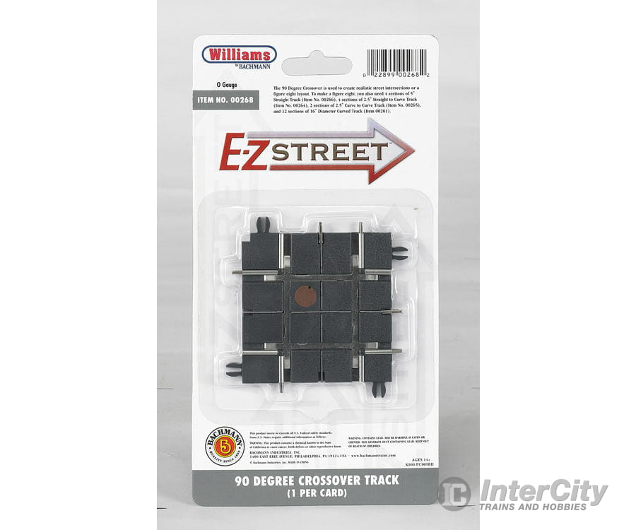 Bachmann 268 E-Z Street Track For Operating Vehicles & Trolleys -- 90-Degree Crossing Pkg(4) Cars