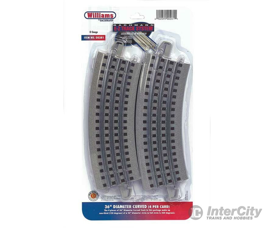 Bachmann 281 36 Diameter Curve 3-Rail E-Z Track(R) - Williams(Tm) -- Pkg(4) Track & Turnouts