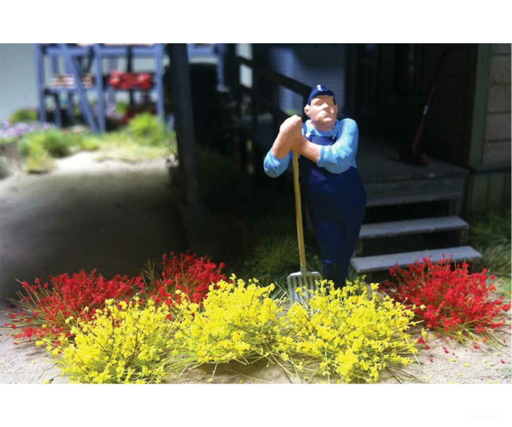 Bachmann 31045 Grass Tufts - Scenescapes(R) -- Yellow Red 3/8 1Cm Tall Fibers Pkg(50) & Scenery Mats