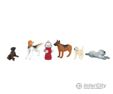 Bachmann 33158 Scenescapes(Tm) Dogs -- With Fire Hydrant Pkg(6) Figures