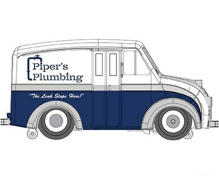 Bachmann 42752 Operating Delivery Van - 3-Rail Williams E-Z Street(R) -- Pipers Plumbing (Blue
