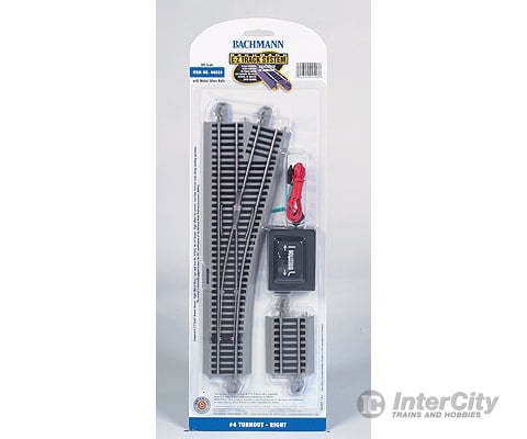 Bachmann 44558 E-Z Track(R) W/Nickel Silver Rail & Gray Roadbed -- #4 Turnout Right Track Turnouts