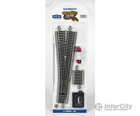 Bachmann 44565 No. 5 Remote-Control Turnout Nickel Silver Rail Gray Roadbed - E-Z Track -- Left Hand