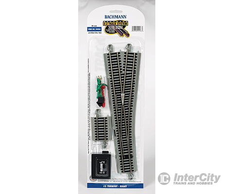 Bachmann 44566 No. 5 Remote-Control Turnout Nickel Silver Rail Gray Roadbed - E-Z Track -- Right