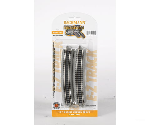 Bachmann 44804 Curved Track W/Nickel Silver Rail & Gray Roadbed - E-Z Track(R) -- 19 Radius Pkg(6)