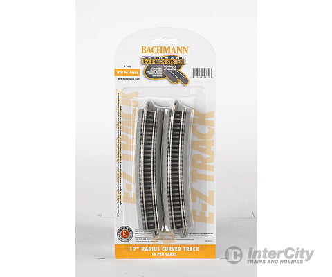 Bachmann 44804 Curved Track W/Nickel Silver Rail & Gray Roadbed - E-Z Track(R) -- 19 Radius Pkg(6)