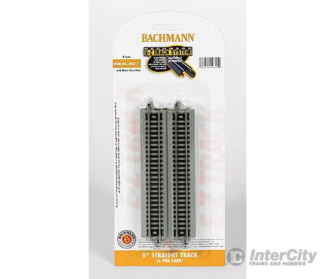 Bachmann 44811 Straight Track W/Nickel Silver Rail & Gray Roadbed - E-Z Track(R) -- 5 12.7Cm Pkg(6)