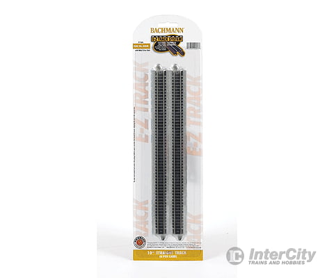 Bachmann 44815 Straight Track W/Nickel Silver Rail & Gray Roadbed - E-Z Track(R) -- 10 Pkg(6)