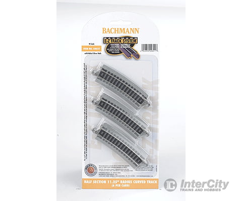 Bachmann 44821 Curved Track W/Nickel Silver Rail & Gray Roadbed - E-Z Track(R) -- 11-1/4 Radius Half