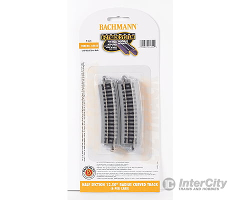 Bachmann 44822 Curved Track W/Nickel Silver Rail & Gray Roadbed - E-Z Track(R) -- 12-1/2 Radius Half