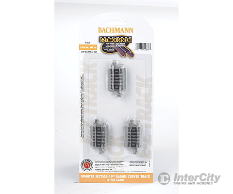 Bachmann 44836 Curved Track W/Nickel Silver Rail & Gray Roadbed - E-Z Track(R) -- 19 Radius Quarter