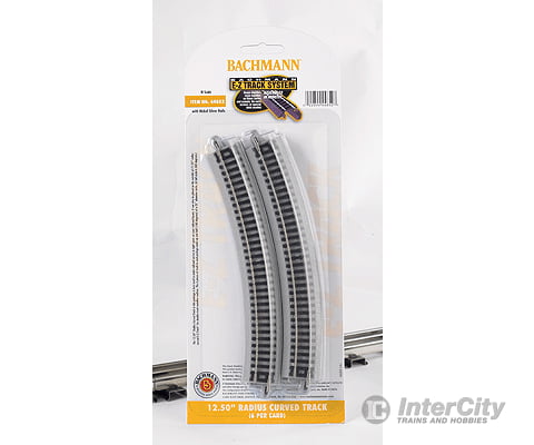 Bachmann 44852 E-Z Track(R) W/Nickel Silver Rail & Gray Roadbed -- 12-1/2 Radius Curve Pkg(6) Track