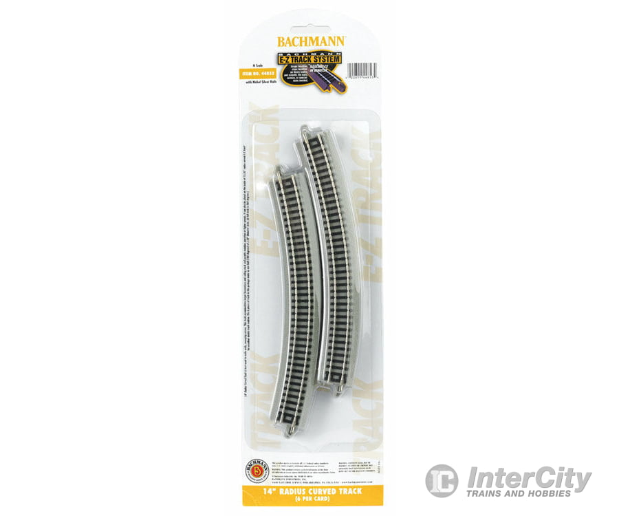 Bachmann 44853 E-Z Track(R) W/Nickel Silver Rail & Gray Roadbed -- 14 Radius Curve Pkg(6) Track