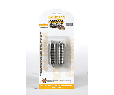 Bachmann 44856 E-Z Track(R) W/Nickel Silver Rail & Gray Roadbed -- 19 Radius Curve Half Section