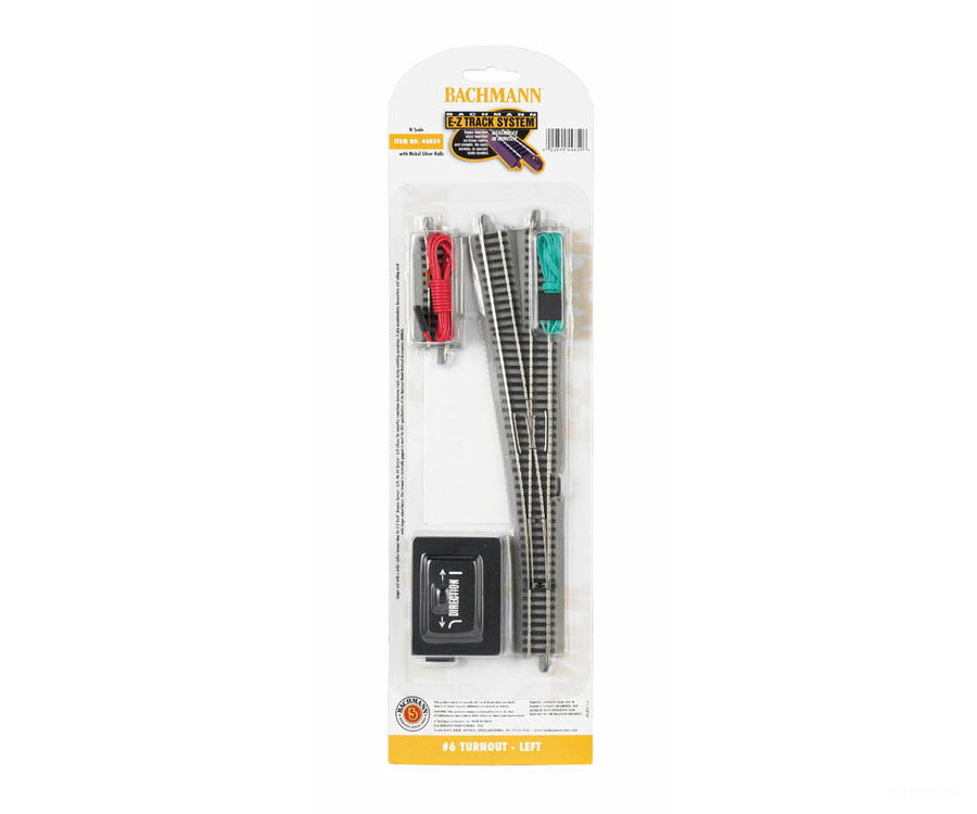 Bachmann 44859 E-Z Track(R) W/Nickel Silver Rail & Gray Roadbed -- #6 Turnout Left Track Turnouts