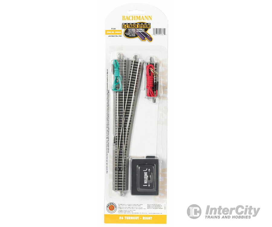 Bachmann 44860 E-Z Track(R) W/Nickel Silver Rail & Gray Roadbed -- #6 Turnout Right Track Turnouts