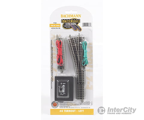 Bachmann 44863 #4 Turnout W/Nickel Silver Rail & Gray Roadbed - E-Z Track(R) -- Left Hand Track