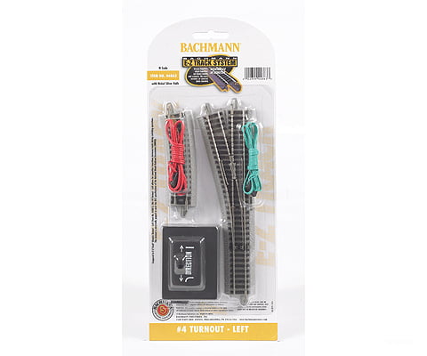 Bachmann 44863 #4 Turnout W/Nickel Silver Rail & Gray Roadbed - E-Z Track(R) -- Left Hand Track