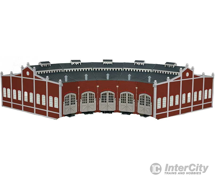 Bachmann 45020 Five-Stall Brick Roundhouse -- Kit W/5 E-Z Track(R) 9 Straights 5 Bumpers Structures