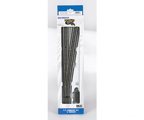 Bachmann 44136 Decoder-Equipped Nickel-Silver Turnout - E-Z Track(R) -- #6 Right Hand Track &