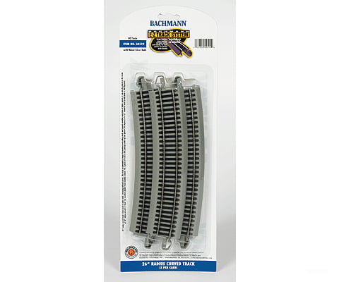 Bachmann 44519 Curved Track W/ Nickel Silver Rail & Gray Roadbed - E-Z Track(R) -- 26 Radius Pkg(5)