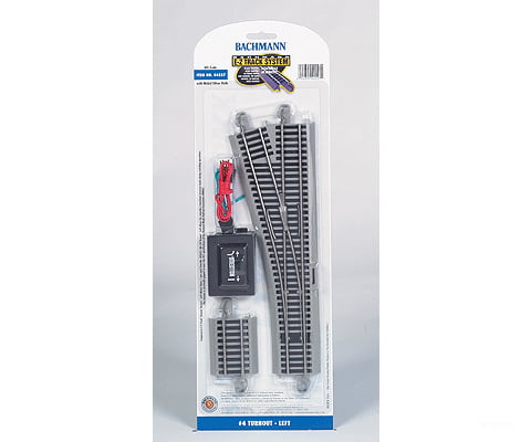 Bachmann 44557 E-Z Track(R) W/Nickel Silver Rail & Gray Roadbed -- #4 Turnout Left Track Turnouts