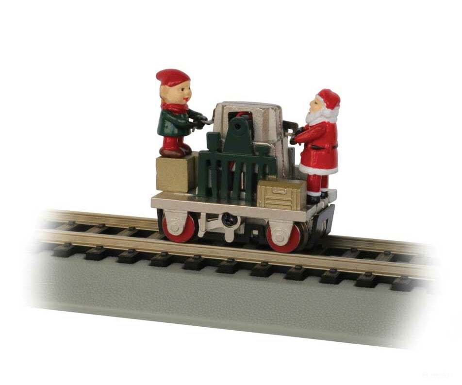 Bachmann 46224 Gandy Dancer Operating Handcar - Standard Dc -- Christmas W/Santa & Elf Locomotives