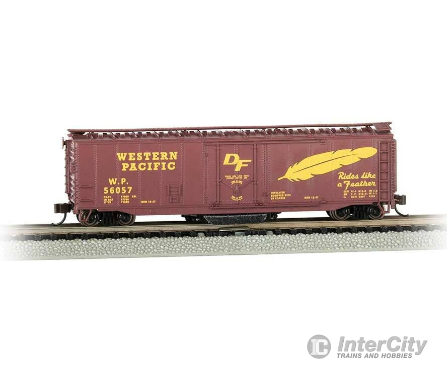 Bachmann N 16367 Track Cleaning 50’ Plug-Door Boxcar - Western Pacific #56057 (Boxcar Red yellow; ’Rides like a
