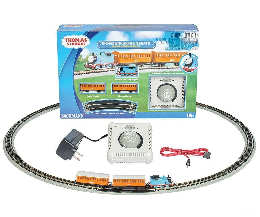 Bachmann N 24028 Thomas and Friends(TM) Thomas with Annie & Clarabel Train Set - Standard DC - Locomotive 2 Cars; E-Z