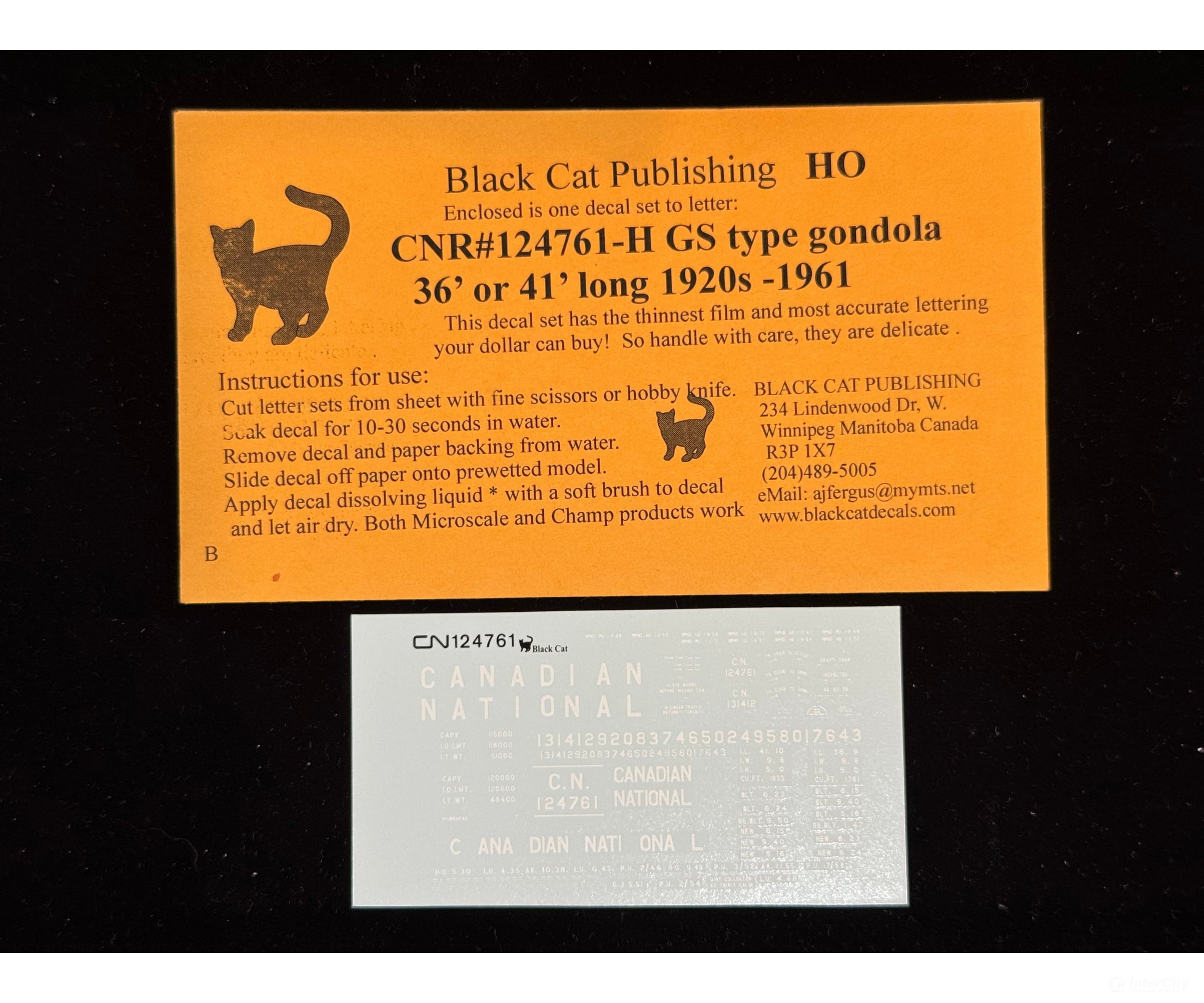 Black Cat Decals CNR124761-H HO CNR GS Type Gondola 36’ or 41’ Long 1920’s-1961 - Decals