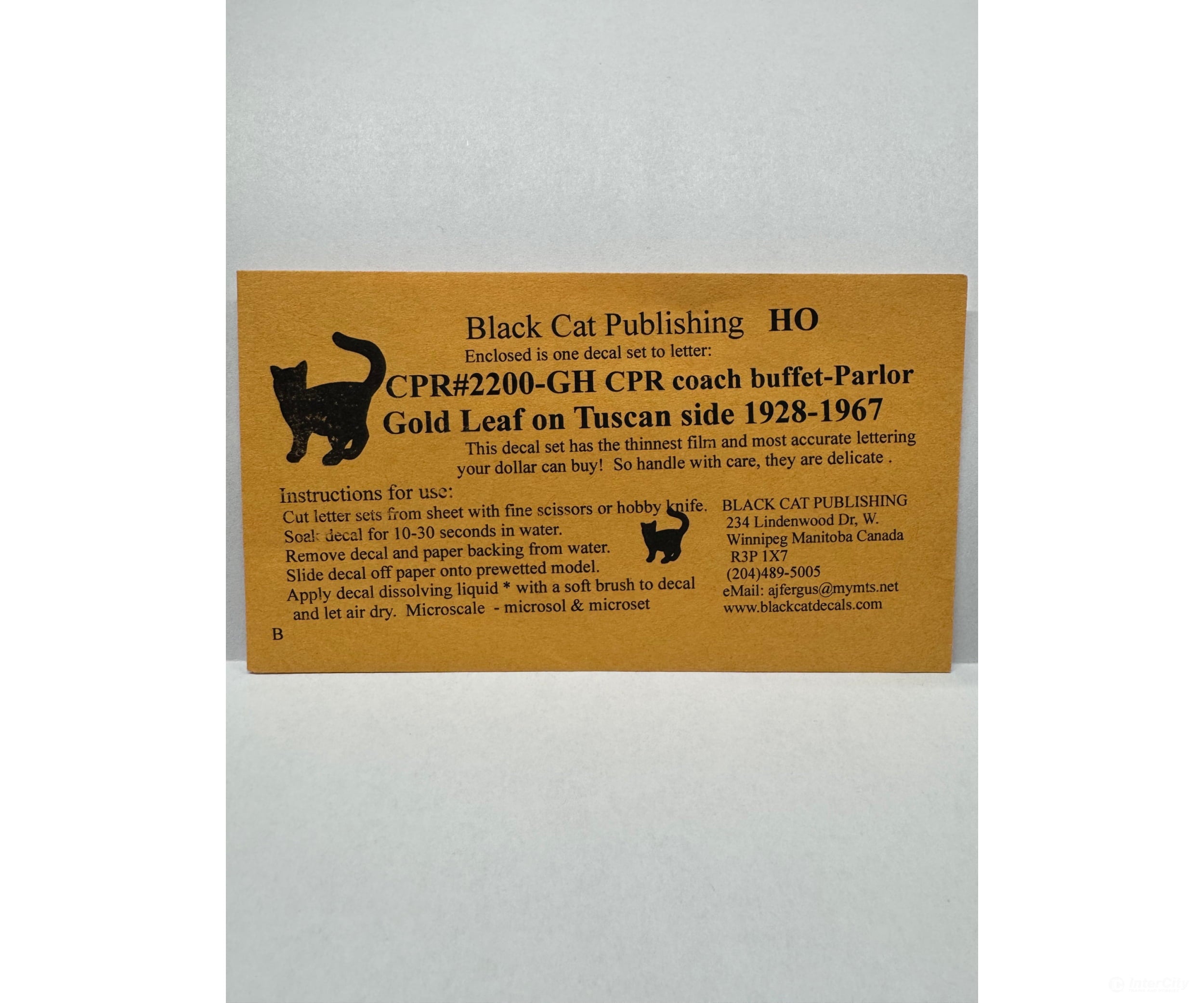 Black Cat Decals Cpr2200-Gh Ho Coach Buffet-Parlor Gold Leaf (Gl) 1928-1967