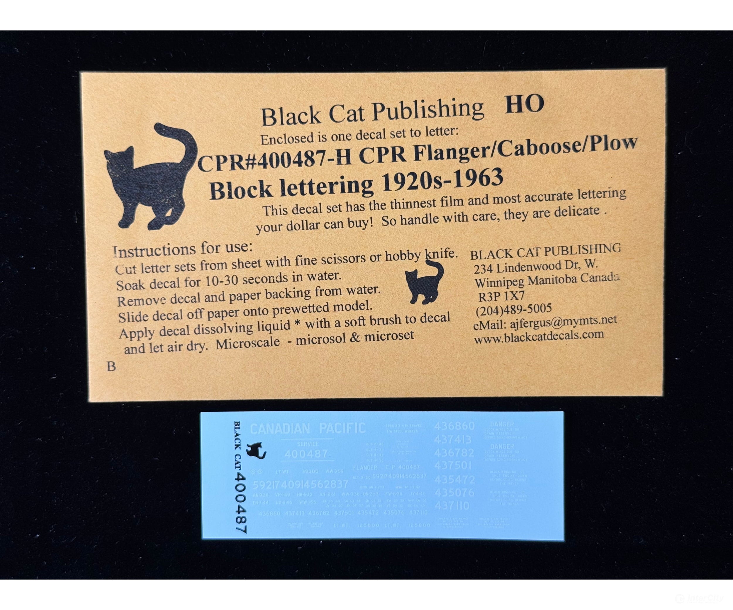 Black Cat Decals CPR400487-H HO Flanger/Caboose/Plow Block Lettering 1920s-1963 - Decals