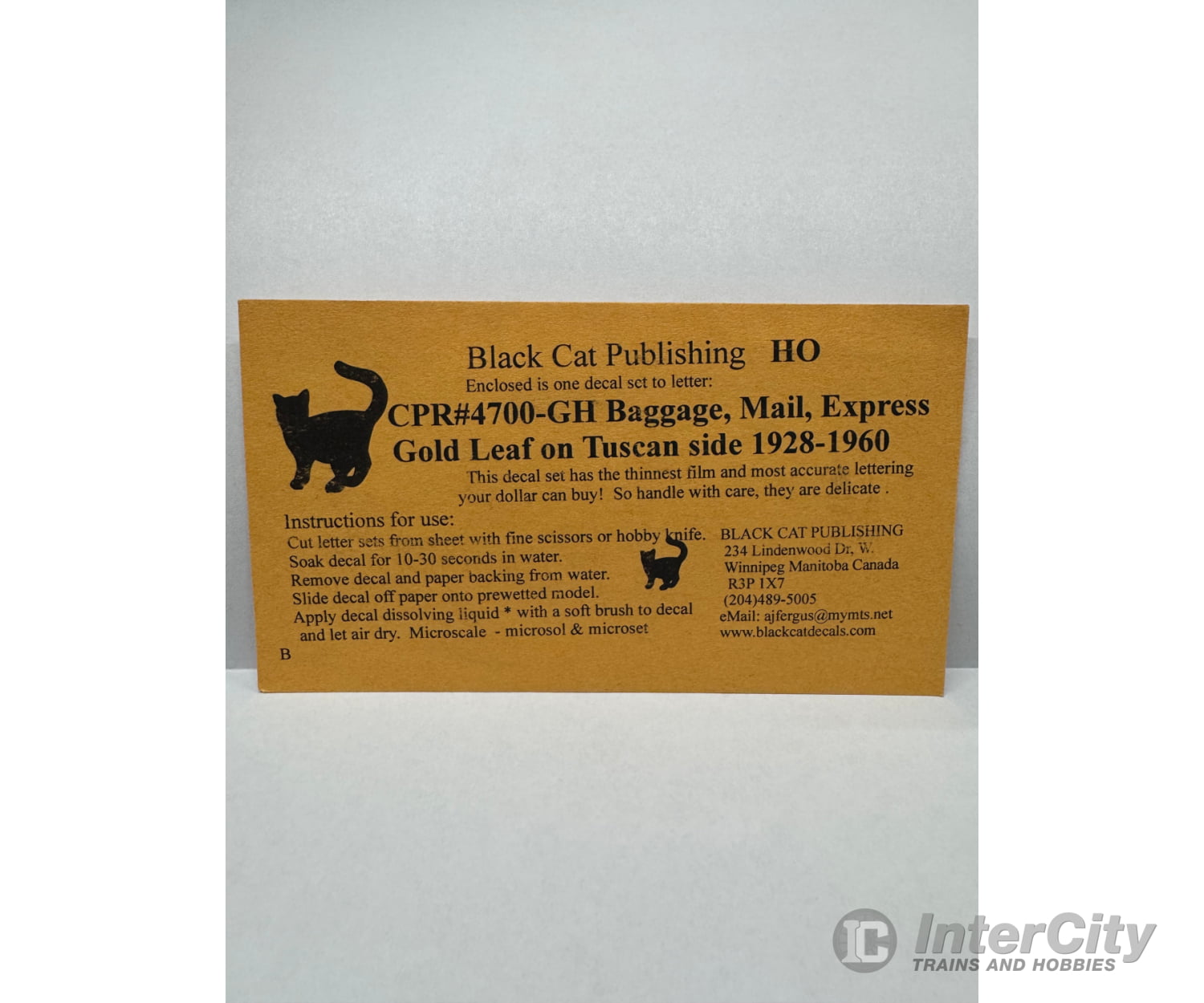 Black Cat Decals Cpr4700-Gh Ho Lightweight Curved Baggage/Express Car In Gold Leaf (Gl)